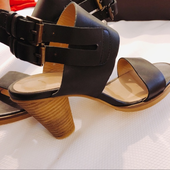 Anthropologie Shoes - J shoes black leather sandals heels with buckles